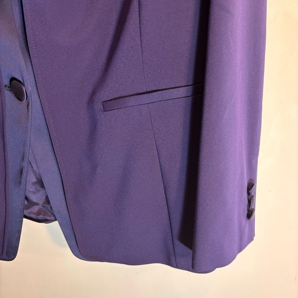 LUISA SPAGNOLI Sz 50 Blazer Satin Layer and Buttons Shoulder Pads 90s Vibe Lined - Picture 4 of 9